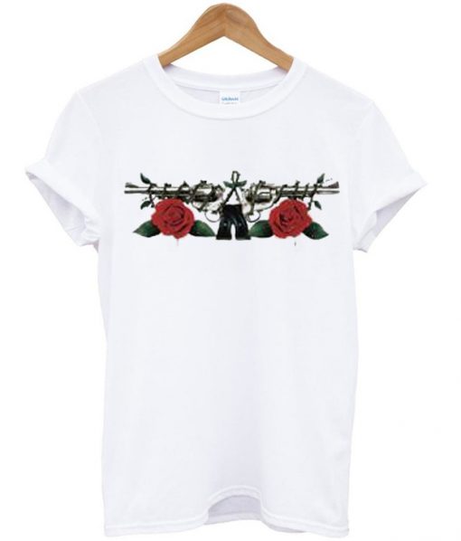 Guns And Roses Flowers T Shirt