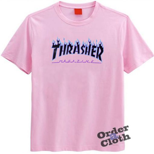 Pink Thrasher Blue Flame T-shirt