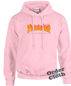 Pink thrasher flame hoodie
