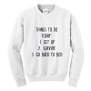 Things To Do Today Get Up Survive Get Back To Bed Sweatshirt