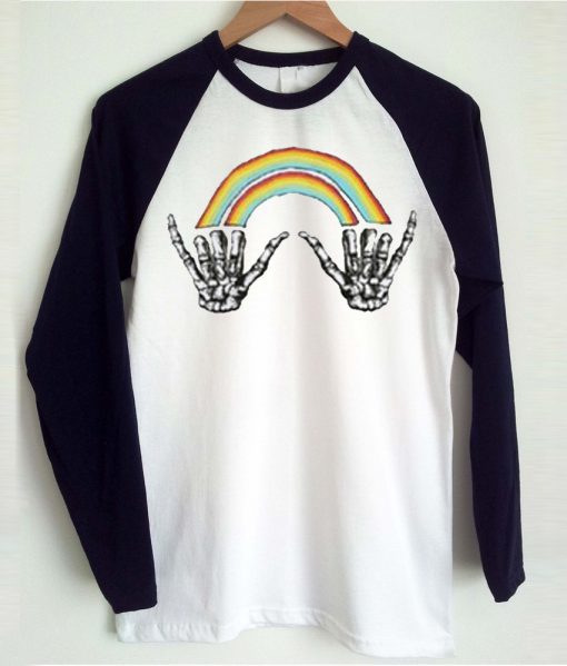 Louis Tomlinson rainbow skeleton hand Raglan T Shirt