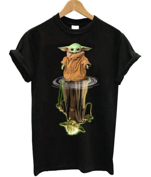 Baby Yoda Water Mirror Reflection Yoda T-Shirt