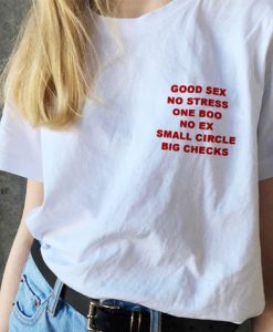 Good Sex No Stress One Boo No Ex Small Circle Big Checks Pocket Print T-shirt