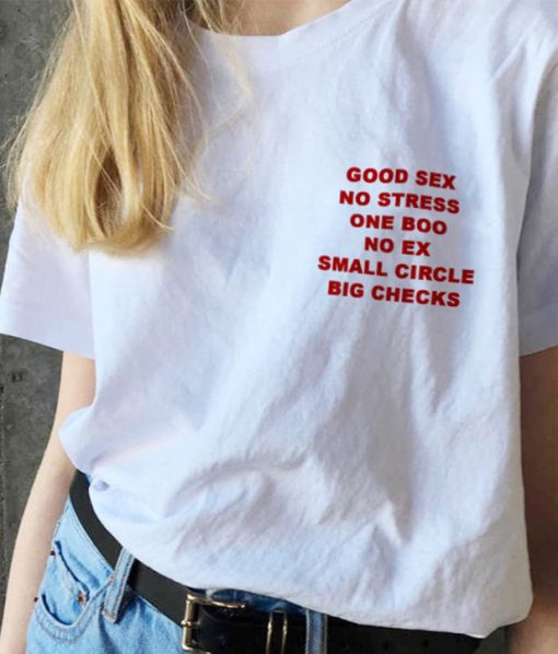 Good Sex No Stress One Boo No Ex Small Circle Big Checks Pocket Print T-shirt