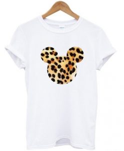 Mickey Mouse Head Leopard Print T shirt