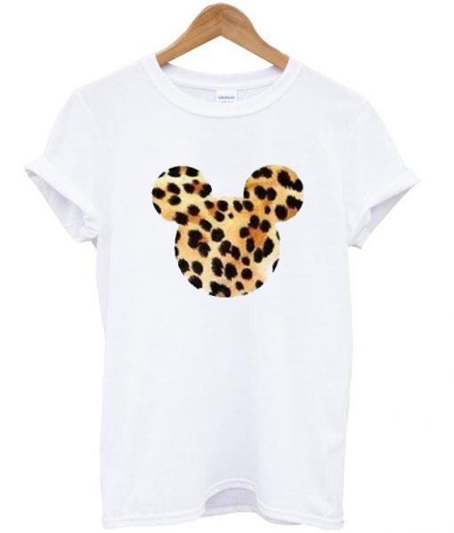 Mickey Mouse Head Leopard Print T shirt