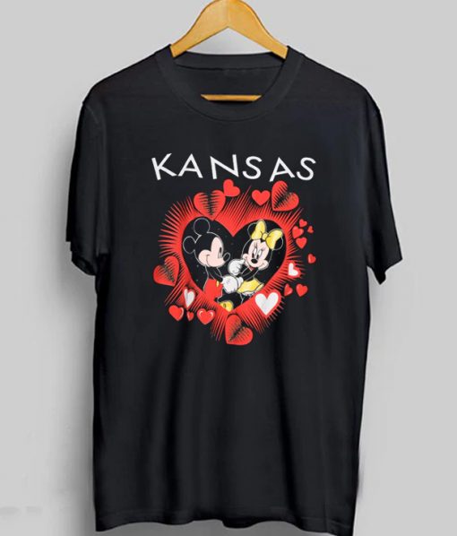 Mickey And Minnie Mouse Hearts Kansas T-Shirt