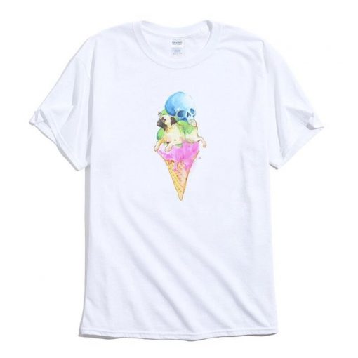 Ice Cream Pug Skull T-Shirt