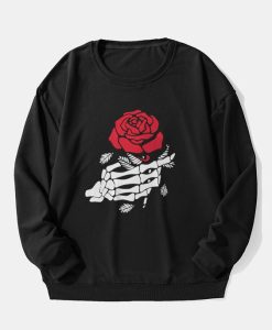 Rose Skeleton Hand Print Sweatshirt