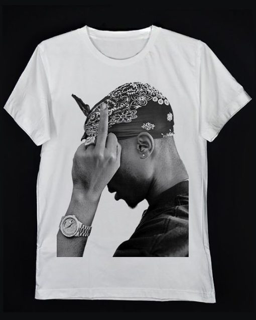 Tupac Middle Finger Graphic T-Shirt