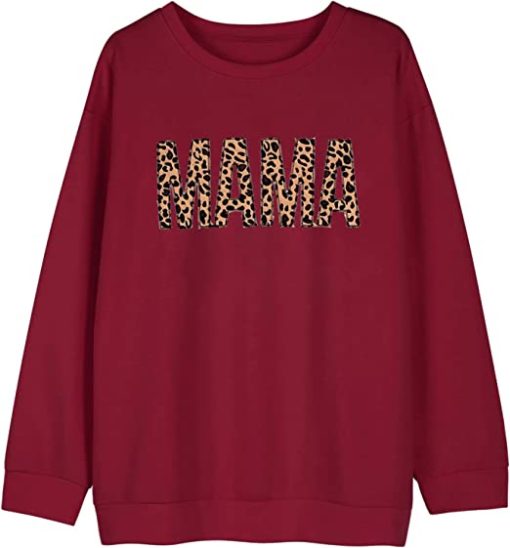 MAMA Cute Leopard Funny Letter Print Sweatshirt