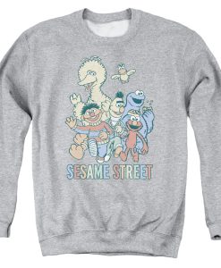 Sesame Street Colorful Group Adult Crewneck Sweatshirt