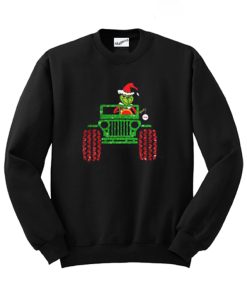 Glitter Grinch Drive Jeep Christmas Sweatshirt